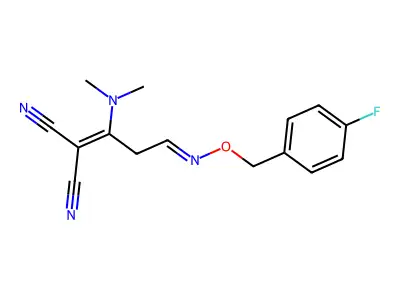 2-(1-(Dimethylamino)-3-{[(4-fluorobenzyl)oxy]imino}propylidene)malononitrile structure