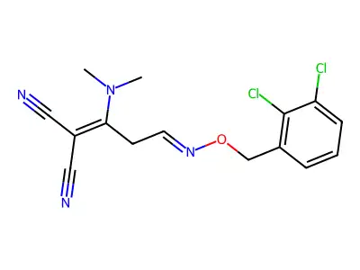 2-[3-{[(2,3-dichlorobenzyl)oxy]imino}-1-(dimethylamino)propylidene]malononitrile structure