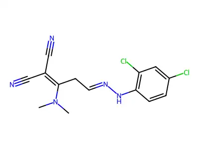 2-[3-[(2,4-dichlorophenyl)hydrazinylidene]-1-(dimethylamino)propylidene]propanedinitrile structure