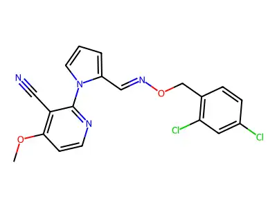 2-[2-[(2,4-dichlorophenyl)methoxyiminomethyl]pyrrol-1-yl]-4-methoxypyridine-3-carbonitrile structure