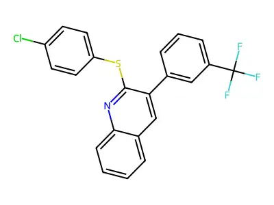 2-(4-Chlorophenyl)sulfanyl-3-[3-(trifluoromethyl)phenyl]quinoline structure