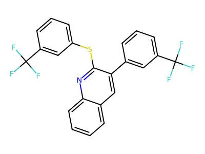 3-(Trifluoromethyl)phenyl 3-[3-(trifluoromethyl)phenyl]-2-quinolinyl sulfide structure