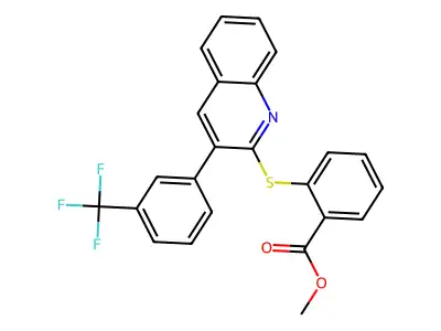 Methyl 2-[3-[3-(trifluoromethyl)phenyl]quinolin-2-yl]sulfanylbenzoate structure
