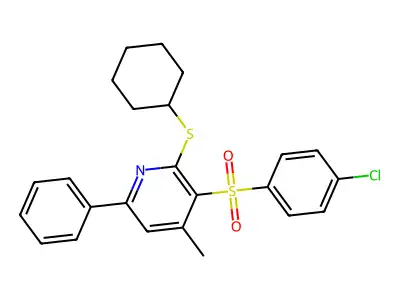 4-Chlorophenyl 2-(cyclohexylsulfanyl)-4-methyl-6-phenyl-3-pyridinyl sulfone structure