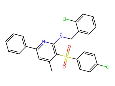 N-(2-chlorobenzyl)-3-[(4-chlorophenyl)sulfonyl]-4-methyl-6-phenyl-2-pyridinamine structure