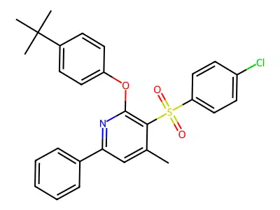 2-[4-(Tert-butyl)phenoxy]-4-methyl-6-phenyl-3-pyridinyl 4-chlorophenyl sulfone structure