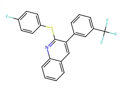 2-(4-Fluorophenyl)sulfanyl-3-[3-(trifluoromethyl)phenyl]quinoline structure