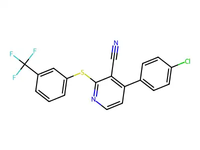 4-(4-Chlorophenyl)-2-{[3-(trifluoromethyl)phenyl]sulfanyl}nicotinonitrile structure