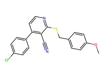 4-(4-Chlorophenyl)-2-[(4-methoxybenzyl)sulfanyl]nicotinonitrile structure