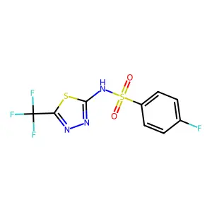 4-fluoro-N-[5-(trifluoromethyl)-1,3,4-thiadiazol-2-yl]benzenesulfonamide structure