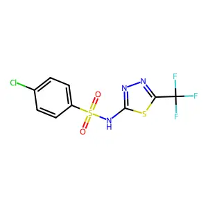 4-chloro-N-[5-(trifluoromethyl)-1,3,4-thiadiazol-2-yl]benzenesulfonamide structure
