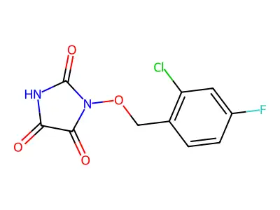 1-[(2-chloro-4-fluorobenzyl)oxy]-1H-imidazole-2,4,5(3H)-trione structure