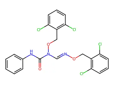 1-[(2,6-dichlorophenyl)methoxy]-1-[(2,6-dichlorophenyl)methoxyiminomethyl]-3-phenyl-urea structure