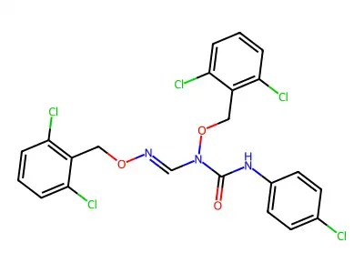 3-(4-chlorophenyl)-1-[(2,6-dichlorophenyl)methoxy]-1-[(2,6-dichlorophenyl)methoxyiminomethyl]urea structure