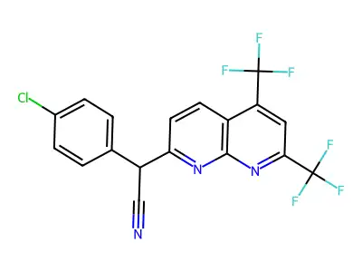 2-[5,7-bis(trifluoromethyl)-1,8-naphthyridin-2-yl]-2-(4-chlorophenyl)acetonitrile structure