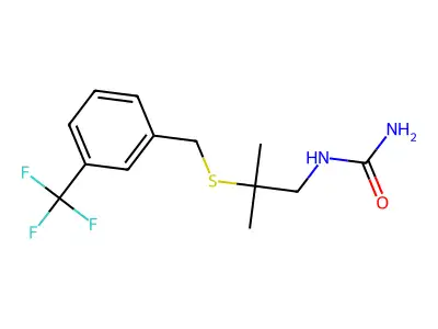 N-(2-methyl-2-{[3-(trifluoromethyl)benzyl]sulfanyl}propyl)urea structure