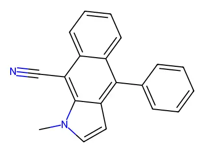 1-methyl-4-phenyl-1H-benzo[f]indole-9-carbonitrile structure