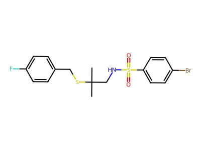 4-bromo-N-{2-[(4-fluorobenzyl)sulfanyl]-2-methylpropyl}benzenesulfonamide structure