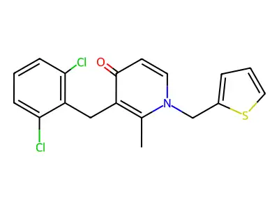 3-(2,6-dichlorobenzyl)-2-methyl-1-(2-thienylmethyl)-4(1H)-pyridinone structure