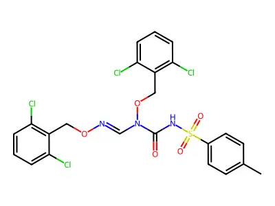 1-[(2,6-dichlorophenyl)methoxy]-1-[(2,6-dichlorophenyl)methoxyiminomethyl]-3-(4-methylphenyl)sulfonylurea structure