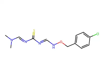 1-[[(4-chlorophenyl)methoxyamino]methylidene]-3-(dimethylaminomethylidene)thiourea structure