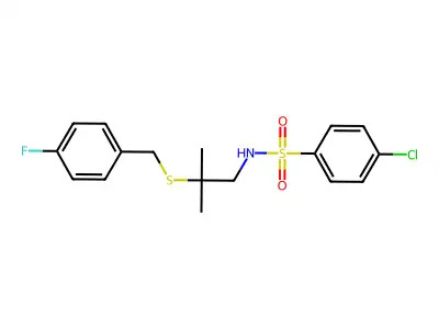 4-chloro-N-{2-[(4-fluorobenzyl)sulfanyl]-2-methylpropyl}benzenesulfonamide structure