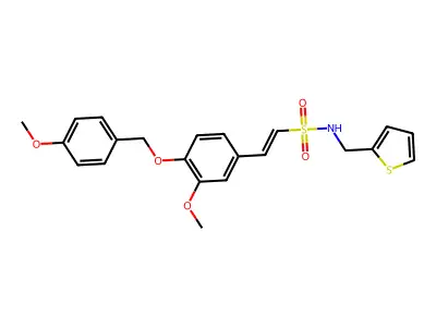 (E)-2-{3-methoxy-4-[(4-methoxybenzyl)oxy]phenyl}-N-(2-thienylmethyl)-1-ethenesulfonamide structure