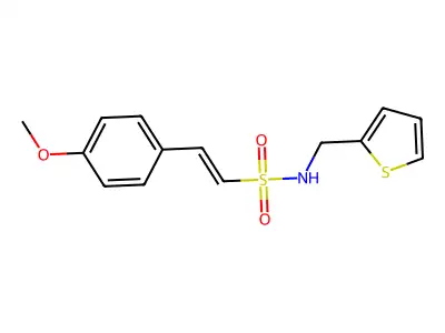 2-(4-methoxyphenyl)-N-(thiophen-2-ylmethyl)ethenesulfonamide structure