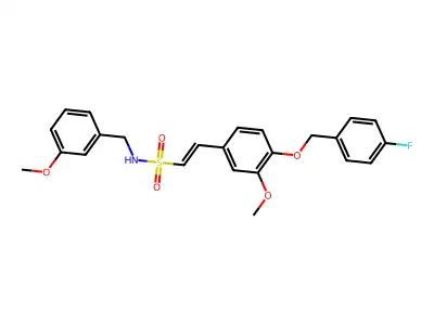 (E)-2-{4-[(4-fluorobenzyl)oxy]-3-methoxyphenyl}-N-(3-methoxybenzyl)-1-ethenesulfonamide structure