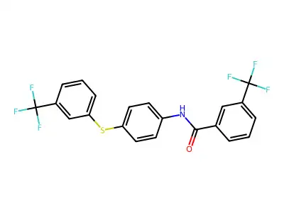 3-(trifluoromethyl)-N-[4-[3-(trifluoromethyl)phenyl]sulfanylphenyl]benzamide structure