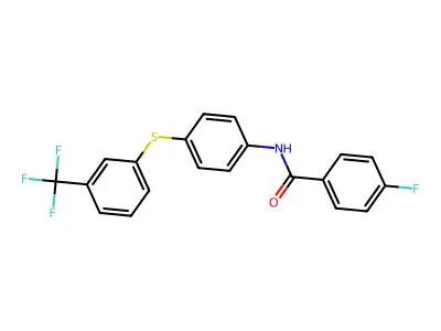 4-fluoro-N-(4-{[3-(trifluoromethyl)phenyl]sulfanyl}phenyl)benzenecarboxamide structure