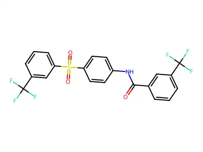 3-(trifluoromethyl)-N-[4-[3-(trifluoromethyl)phenyl]sulfonylphenyl]benzamide structure