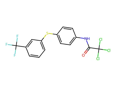 2,2,2-trichloro-N-(4-{[3-(trifluoromethyl)phenyl]sulfanyl}phenyl)acetamide structure