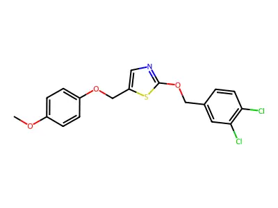 2-[(3,4-Dichlorophenyl)methoxy]-5-[(4-methoxyphenoxy)methyl]-1,3-thiazole structure