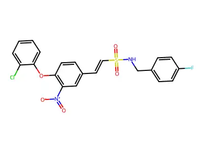 (E)-2-[4-(2-chlorophenoxy)-3-nitrophenyl]-N-(4-fluorobenzyl)-1-ethenesulfonamide structure