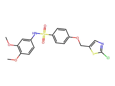 4-[(2-chloro-1,3-thiazol-5-yl)methoxy]-N-(3,4-dimethoxyphenyl)benzenesulfonamide structure