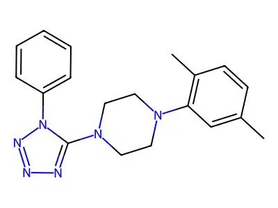 1-(2,5-dimethylphenyl)-4-(1-phenyl-1H-1,2,3,4-tetraazol-5-yl)piperazine structure