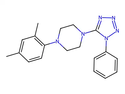 1-(2,4-dimethylphenyl)-4-(1-phenyl-1H-1,2,3,4-tetraazol-5-yl)piperazine structure