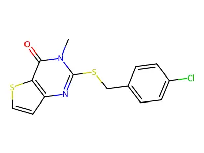 2-[(4-chlorobenzyl)sulfanyl]-3-methylthieno[3,2-d]pyrimidin-4(3H)-one structure