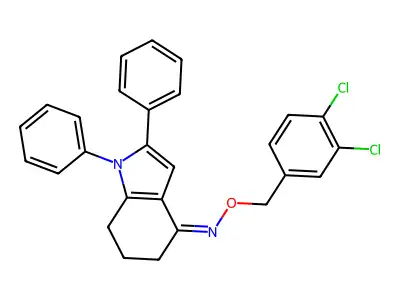 N-[(3,4-dichlorophenyl)methoxy]-1,2-diphenyl-6,7-dihydro-5H-indol-4-imine structure