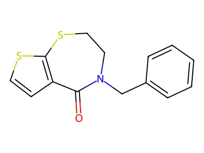 4-benzyl-3,4-dihydrothieno[3,2-f][1,4]thiazepin-5(2H)-one structure