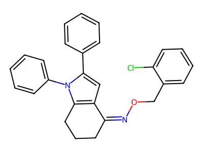 N-[(2-chlorophenyl)methoxy]-1,2-diphenyl-6,7-dihydro-5H-indol-4-imine structure