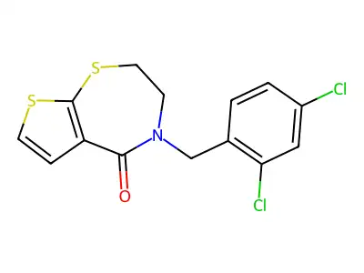 4-(2,4-dichlorobenzyl)-3,4-dihydrothieno[3,2-f][1,4]thiazepin-5(2H)-one structure