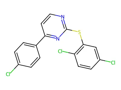4-(4-Chlorophenyl)-2-[(2,5-dichlorophenyl)sulfanyl]pyrimidine structure
