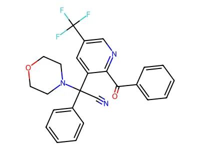 2-[2-Benzoyl-5-(trifluoromethyl)-3-pyridinyl]-2-morpholino-2-phenylacetonitrile structure