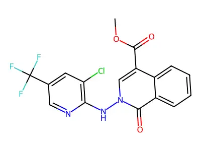 methyl 2-{[3-chloro-5-(trifluoromethyl)-2-pyridinyl]amino}-1-oxo-1,2-dihydro-4-isoquinolinecarboxylate structure