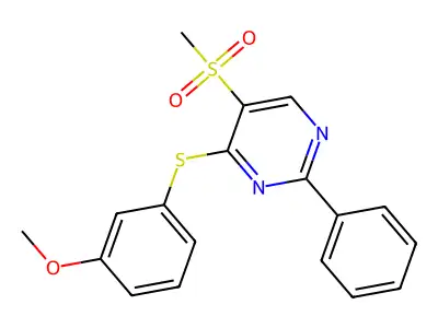 4-[(3-Methoxyphenyl)sulfanyl]-2-phenyl-5-pyrimidinyl methyl sulfone structure