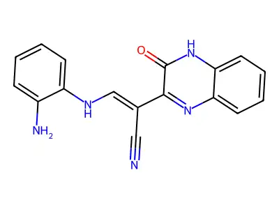 3-(2-aminoanilino)-2-(3-oxo-4H-quinoxalin-2-yl)prop-2-enenitrile structure
