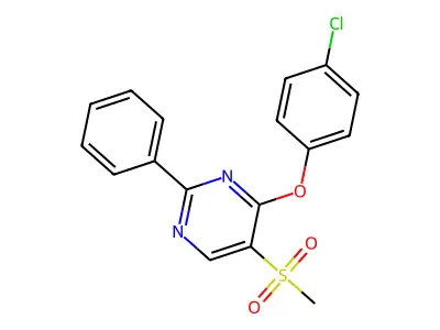 4-(4-Chlorophenoxy)-5-(methylsulfonyl)-2-phenylpyrimidine structure