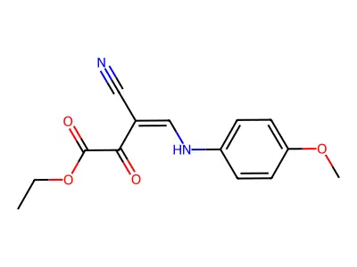Ethyl 3-cyano-4-(4-methoxyanilino)-2-oxo-3-butenoate structure